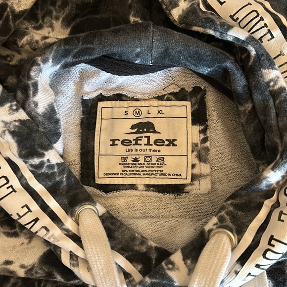 💞Reflex* black, gray, and white tie-dyed Hoodie size M - Picture 4 of 7